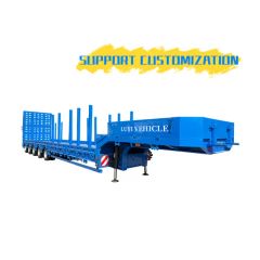Good Price 60ton/80ton/100ton 3/4/5 Axle Low Flatbed/Lowboy /Lowbed/Low Loader/Low-Bed Truck Semi Trailer with Hydraulic Ladder for Container Logs Transport - Shandong Luyi Vehicle Co., Ltd