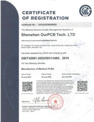 ISO13485 certificate from Shijiazhuang OurPCB Tech. Ltd.