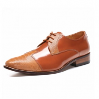 Handmade Leather Ostrich Print Dress Shoes - Image 1