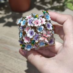 6cm 2.4inch Metal Handicrafts Square Shaped Butterfly Love Flower Enamel Jewelry Box Enameled Storage - Image 3