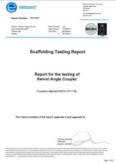 ELEMENT SCAFFOLDING TESTING REPORT for SWIVEL COUPLER certificate from Taizhou Nexus Import and Export Co., Ltd.
