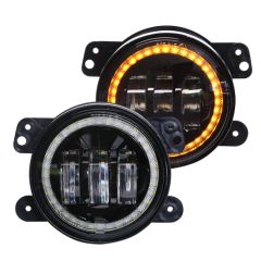 4 Inch LED Fog Lights W/White DRL LED and Amber Turn Signals LED Headlight for Jeep Wrangler - Image 1