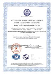 Occupational Health Safety Management System certificate from Zhejiang Rigor Logistics Technology Co., Ltd.