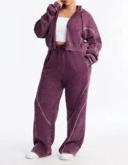 Versatile Womens Washed Lounge Pants for Home and Outings Fit Regular Fit Hood Type Hooded Pattern Acid Wash Origin Ningbo, - Image 2