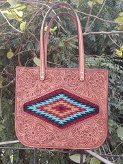 Genuine Leather Embroidery Hand Bag - Image 2