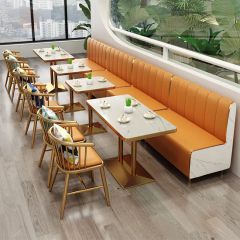 Stylish Customized Restaurant Booth Seating and Table Sets MOQ 50PCS Fixed Fixed Origin China Color Orange Condition - Image 1