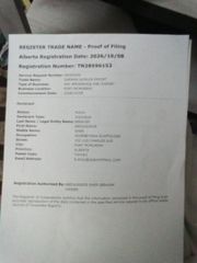 Business Registration Certificate. certificate from SARMAN ALFALFA EXPORT