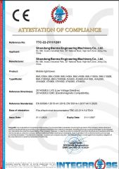 Mobile Light Tower CE certificate from Shandong Benma Engineering Machinery Co., Ltd.