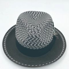 Recycled PP Braid Custom Men Fedora Hat Origin China Style Striped HS Code 6504000000 Pattern Plain Dyed Model NO. - Image 1
