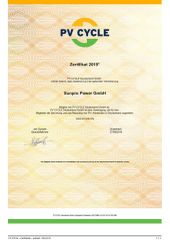 PV CYCLE certificate from Zhejiang Sunpro Power Technology Co., Ltd.