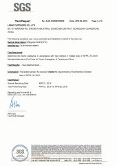 Newest USA flame retardant report certificate from Liping Outdoors Manufactory Ltd.