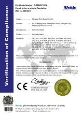 Laminated Glass certificate from QINGDAO RICH GLASS CO., LTD.