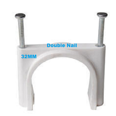 WHITE DOUBLE NAIL CABLE CLIP 32MM, 50 PIECES ,Packaging Type: POUCH - Image 1