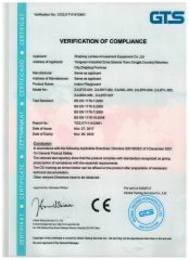 CE certificate from Wenzhou Linxi Amusement Equipment Co., Ltd.