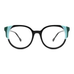 Va-6017 Hand-Painted Black Cyan Round Eyeglasses Frame Style Fashion HS Code 90031100 Trademark Urfeng Model NO. VA-6017 - Shenzhen Urfeng Industrial Co., Ltd.