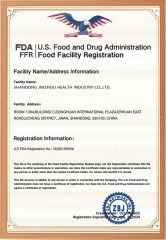 FDA certificate from Shandong Jinzhou Health Industry Co., Ltd.