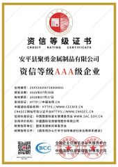 Credit Rating Certificate certificate from Anping County Juyong Metal Products Co., Ltd.