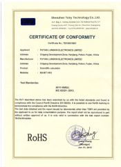RoHS Certification certificate of Putian Lung Kin Electronic Co., Ltd. – certificate photo, supplier certificates section