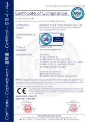 XINYA pump CE certificate from Zhejiang Xinya Pump Industry Co., Ltd