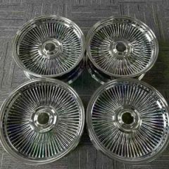 26 Inch Gold Wire Wheel Chrome Wheels Spoke Rims with Custom Center Caps - Image 5