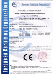 CE certificate from Langfang Sandi Electric Tricycle Co., Ltd.