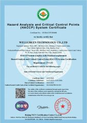 HACCP certificate from Wellnature Biotech Co., Ltd