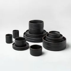 Nordic Ceramic Stackable Tableware Western Food Plate Bowl Black Dinnerware for Restaurant - Image 6