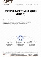 MSDS certificate from Xuzhou Furun Packing Products Manufacturing Co., Ltd.