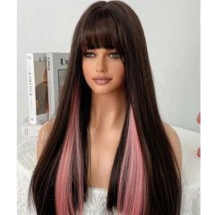 Wig Long Straight Perruques with Bangs Synthetic Wig - Image 4