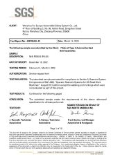 SAE  J386 ELR 3 Point Seat Belt certificate from Wenzhou Far Europe Automobile Safety System Co., Ltd