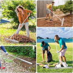 Jh-Mech Silvery Farming Tool Rugged and Durable Stainless Steel Leaf Rakes for Gardening - Image 5