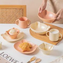 Cute Bear Shape Ceramic Bowl Plate Kids Tableware Ceramic Dinnerware Sets - Image 6