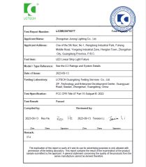 FCC Test Report from LCTECH certificate from Zhongshan Jurong Lighting company limited