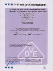 VDE certificate from Guangdong Huazheng Electronic Technology Co., Ltd.