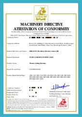 CE-Plasma cutting machine certificate from Shandong Fast CNC Machinery Co., Ltd