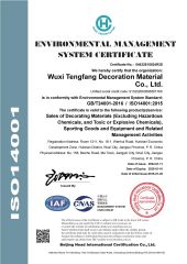 ISO14001 certificate from Wuxi Tefa Decoration Material Co., Ltd.
