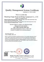 Quality Management System Certification certificate from Shandong Fangte Road and Bridge Equipment Co., Ltd.