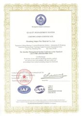 iso9001 certificate from Shandong Sailgoal New Materials Co. Ltd.
