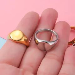 Stainless Steel Ring Smooth Oval Smooth Laser Ring Engagement Wedding Ring - Qingdao Finestyle Fashion Accessory Co., Ltd