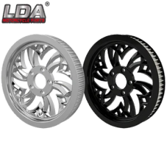 High-Performance Rear Drive Pulley for Harley Softail Models Color Custom Origin China Material Alloy Logo Lda&Custom Model NO. Pulley - Image 1