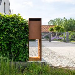 Corten Steel Standing Mailbox Home Metal Letter Boxes with Key Lock - Image 1