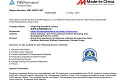 Certificate certificate from KingLong Hardware Factory
