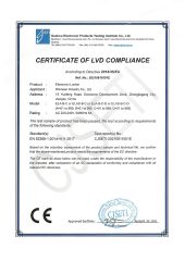 Electronic Locker CE LVD certificate from Winnsen Industry Co., Ltd.
