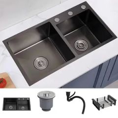 Hand Made Corner Kitchen Sinks Stainless Steel 304 MOQ Not Color Black Shape Square Model NO. VBT Trademark Vibetop Style With Faucet - Image 4