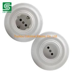Antiquated Porcelain Flush Mounted Wall Socket Without Ground - Image 1