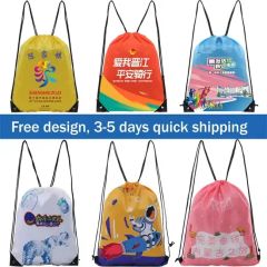 Custom Promotional Durable Drawstring Bag Waterproof Polyester Backpack for Gym and Sports - Image 4