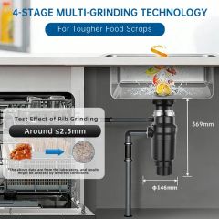 Food Waste Grinder Garbage Disposal Unit Voltage 220V Capacity 1000mL Input Power 390W Horse Power 1/2HP Feature - Image 2
