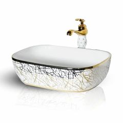 Ceramic Wash Basin Color White Finish Glossy Shape Rectangular Design Type Simple Design Feature Sleek Surface Texture - Image 3