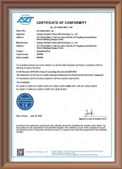 RoHS certificate from Jiangsu Suweier Science Technology Co., Ltd.