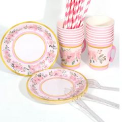 Disposable Party Paper Plate Napkins Tableware Dinnerware Set - Image 4